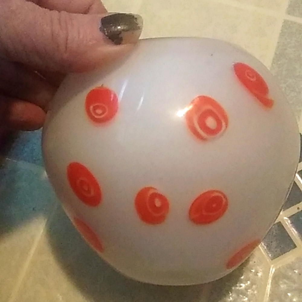 Mid century modern vase white swirls artist signed